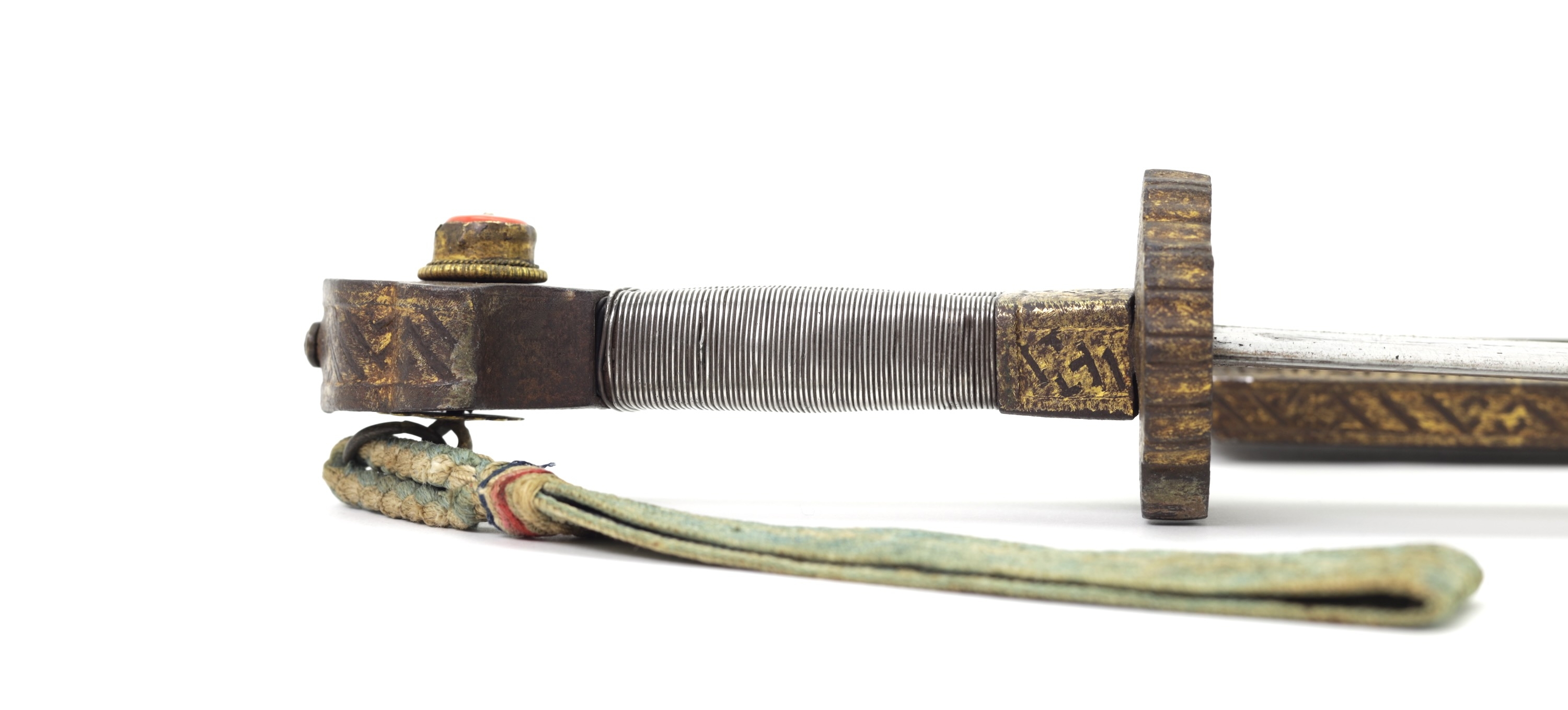 Exceptional tibetan gilt dpa'dam slung sword
